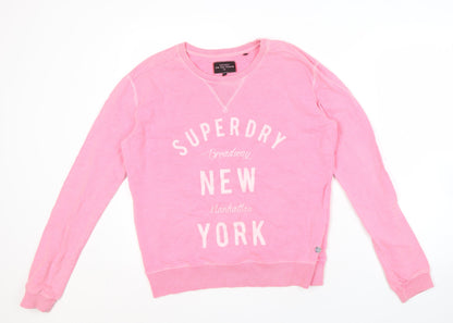 Superdry Women's Pink Logo Crew Neck Sweatshirt