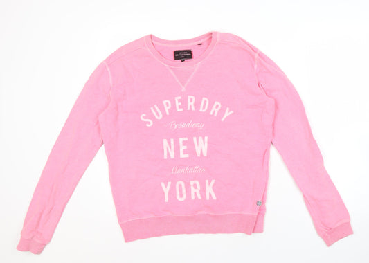 Superdry Women's Pink Logo Crew Neck Sweatshirt
