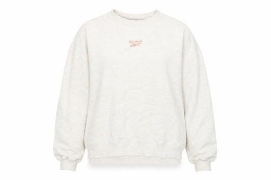 Front view of Reebok Beige unisex pullover sweatshirt, m, casual style