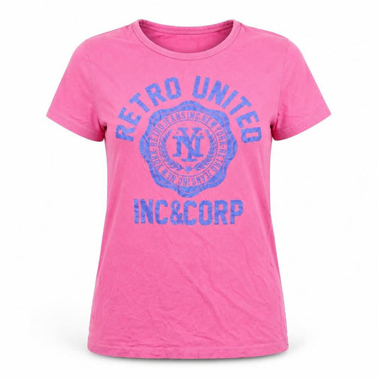 Retro Jeans Women's Pink Cotton T-Shirt, Size S