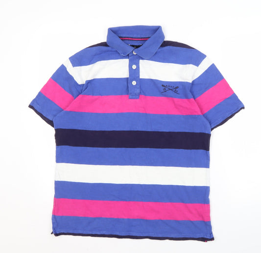 Blue Harbour Men's Blue Striped Polo Shirt S