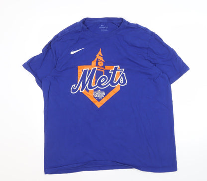 Nike Men's Mets XL Blue Graphic T-Shirt - Sports Style
