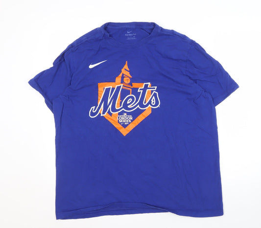 Nike Men's Mets XL Blue Graphic T-Shirt - Sports Style