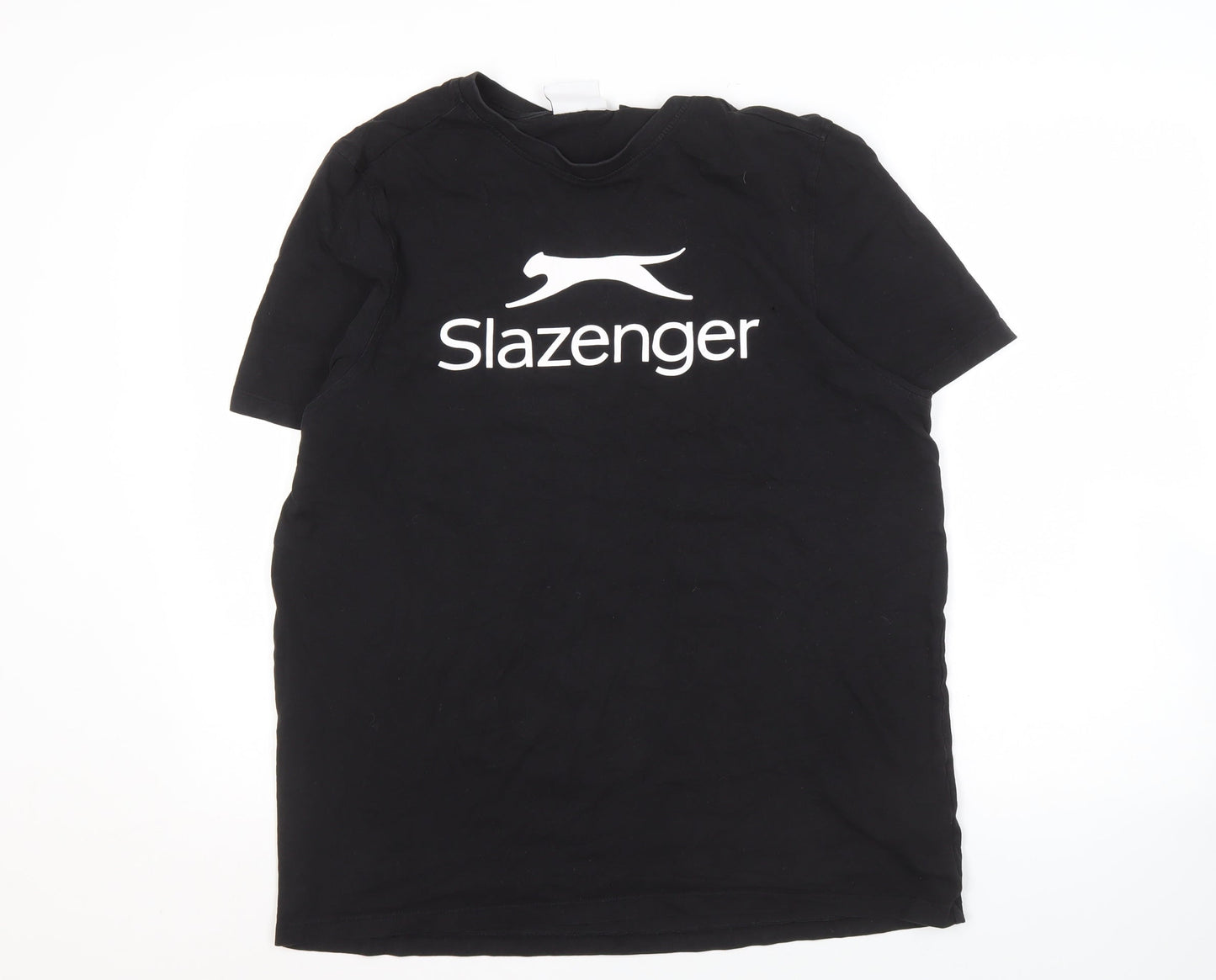 Slazenger Men's Black T-Shirt Medium Crew Neck Logo