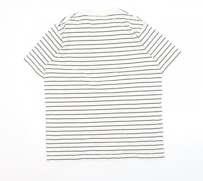 Uniqlo Men's White Striped Dragon Ball Anime T-Shirt M