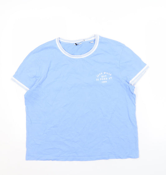 Jack Wills Women's Blue Ringer T-Shirt, Size M