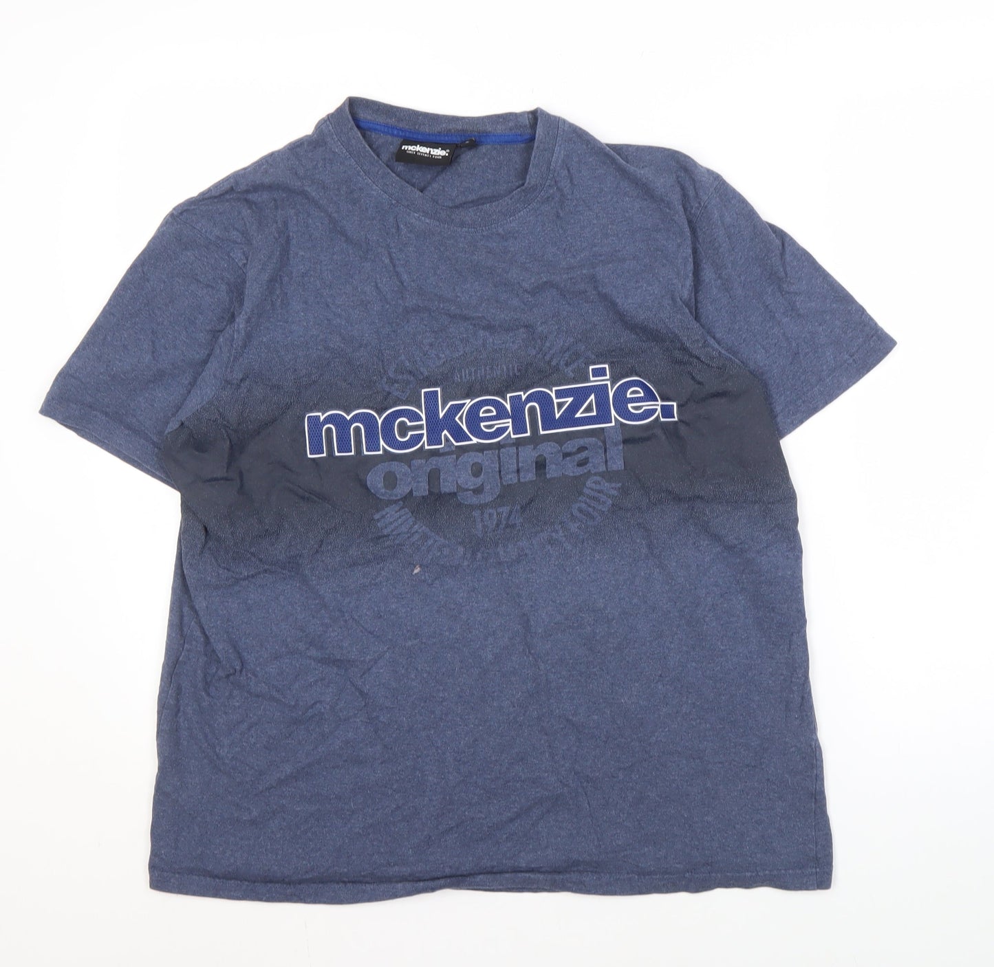 McKenzie Men's Blue Graphic Print T-Shirt L