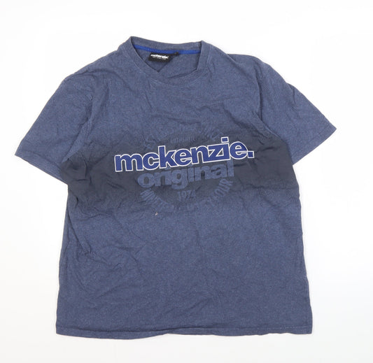 McKenzie Men's Blue Graphic Print T-Shirt L