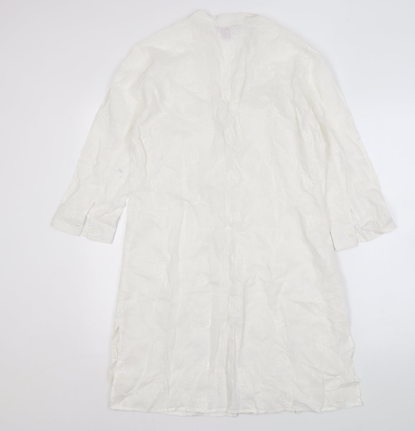 Monsoon Women's White 3/4 Sleeve Shirt Dress Size 12