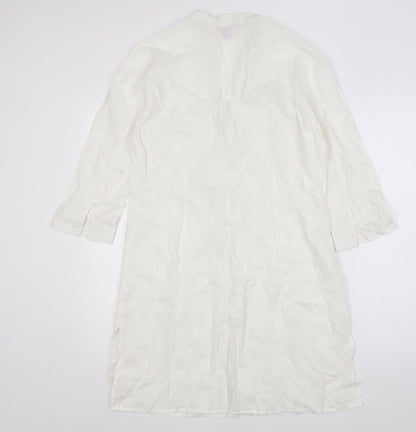 Monsoon Women's White 3/4 Sleeve Shirt Dress Size 12
