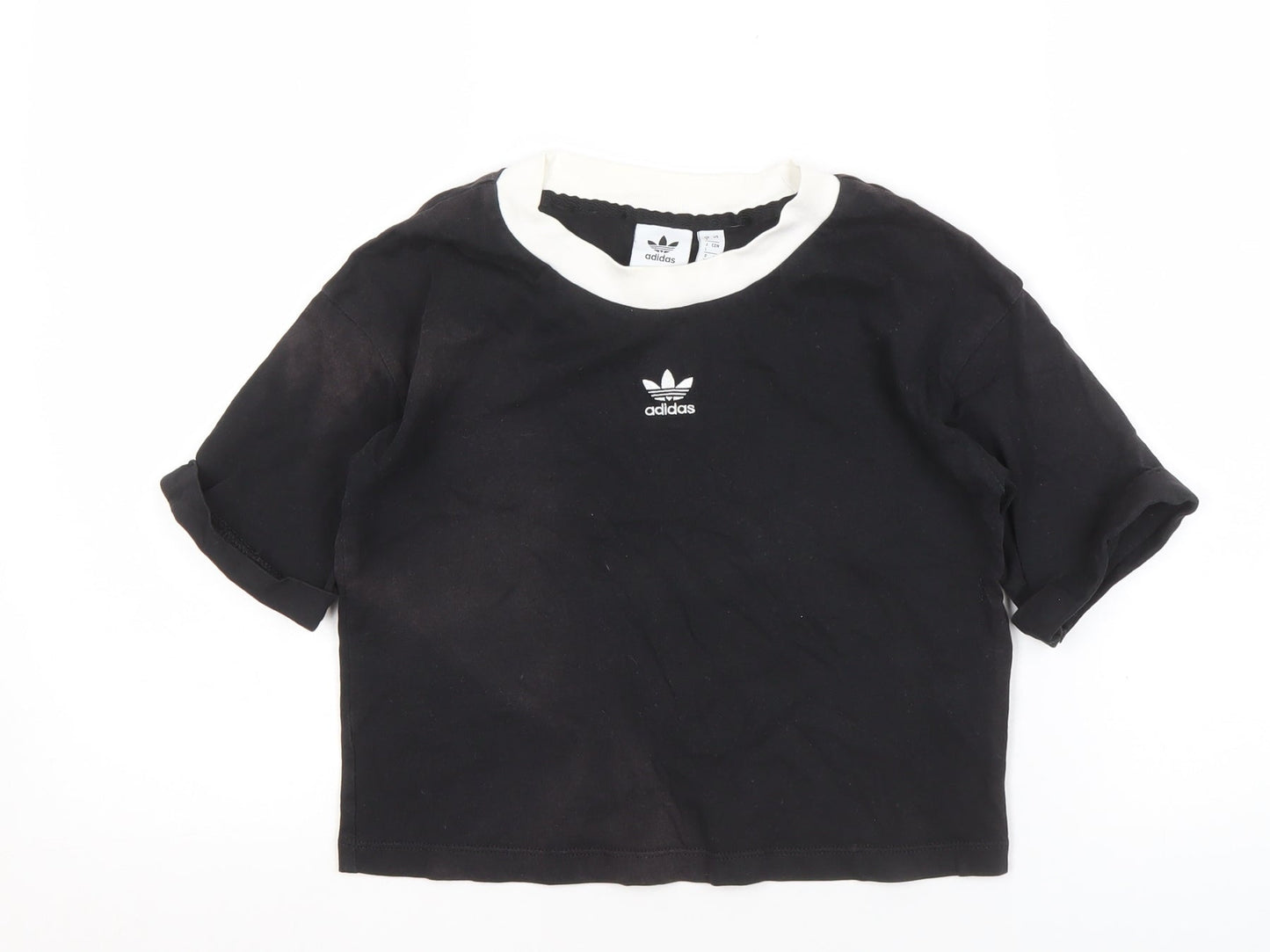 Womens UK Size 8 adidas Black Ringer T-Shirt