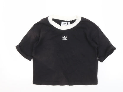 Womens UK Size 8 adidas Black Ringer T-Shirt