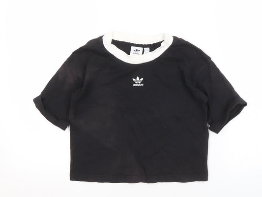 Womens UK Size 8 adidas Black Ringer T-Shirt