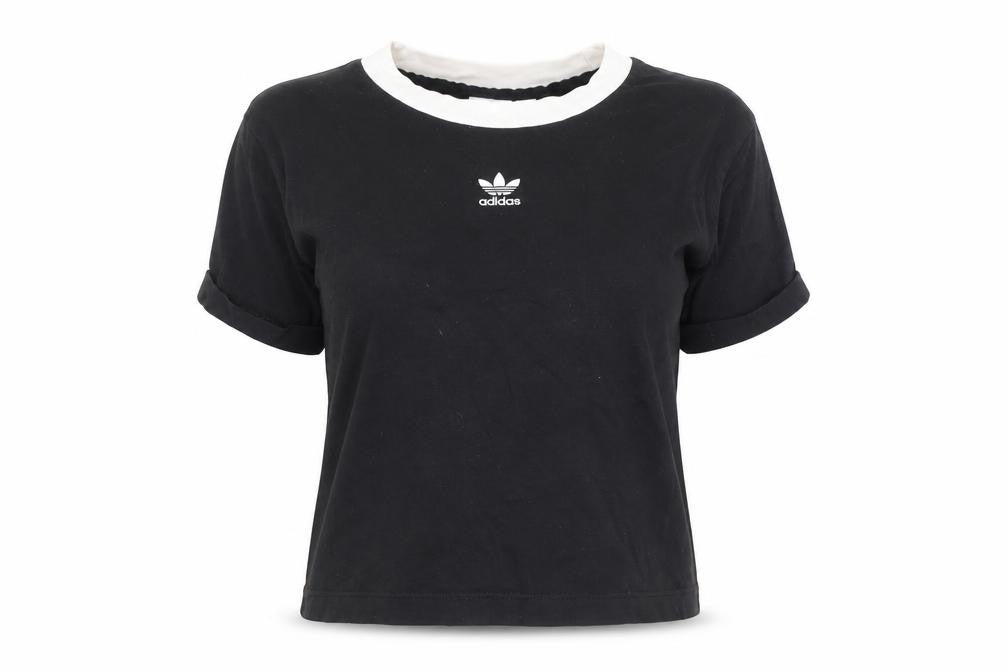 Womens UK Size 8 adidas Black Ringer T-Shirt