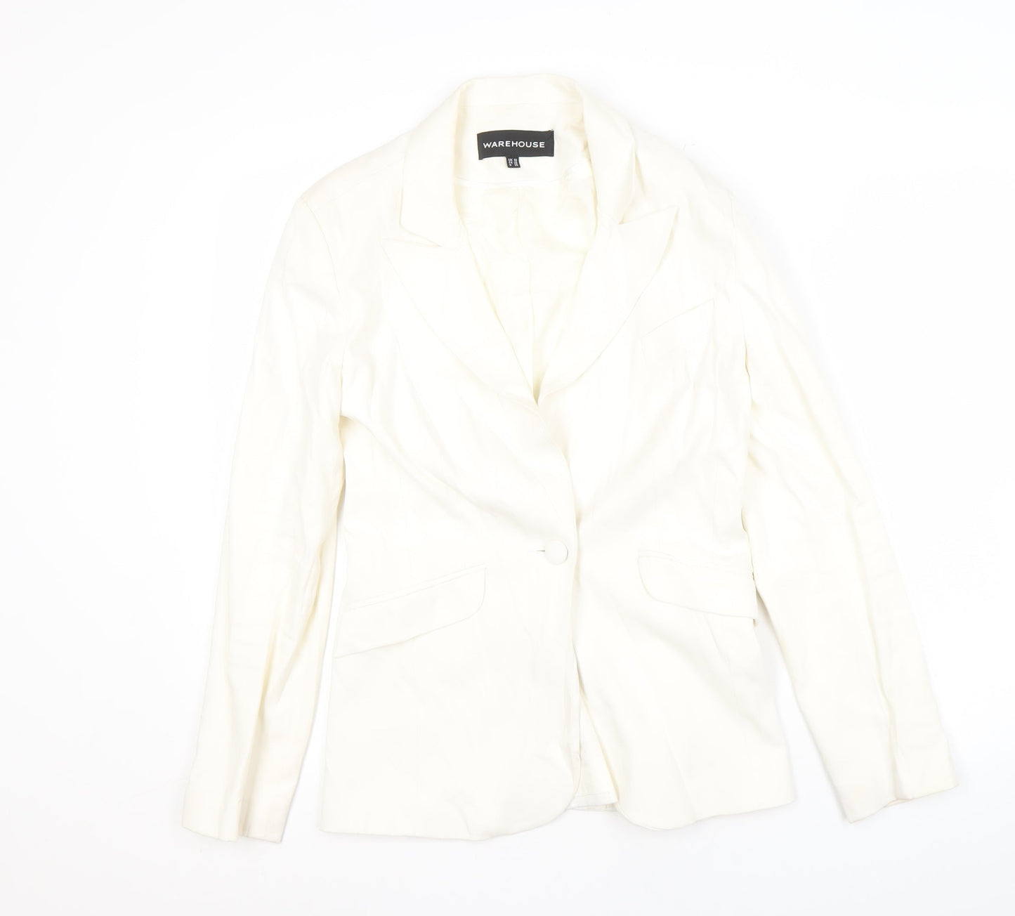 Warehouse Women White Blazer Size 10 Regular Notch