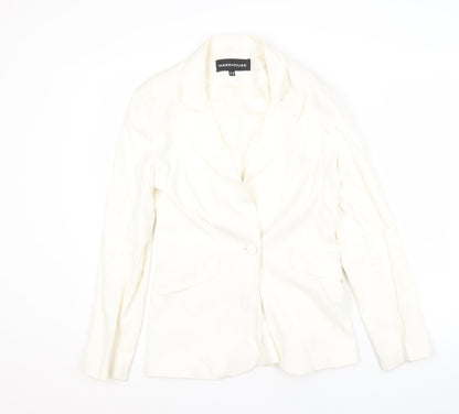 Warehouse Women White Blazer Size 10 Regular Notch