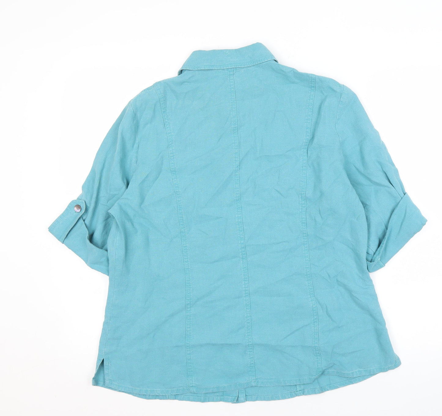 Womens UK Size 14 Viyella Blue Basic Button-Up