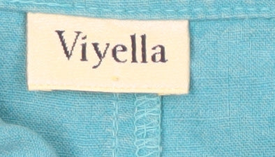 Womens UK Size 14 Viyella Blue Basic Button-Up