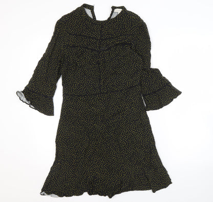 Oasis Women's Black Polka Dot Fit & Flare Dress - Size 8