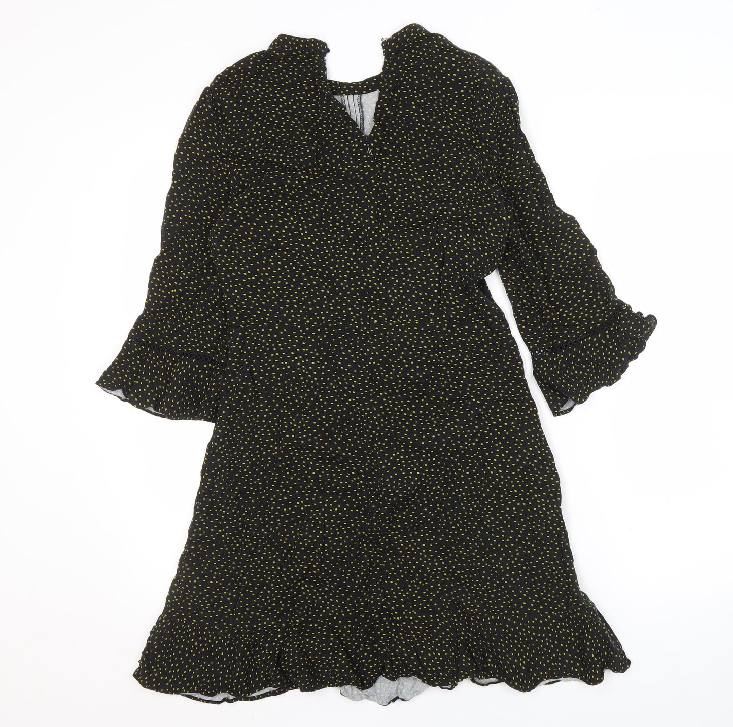 Oasis Women's Black Polka Dot Fit & Flare Dress - Size 8