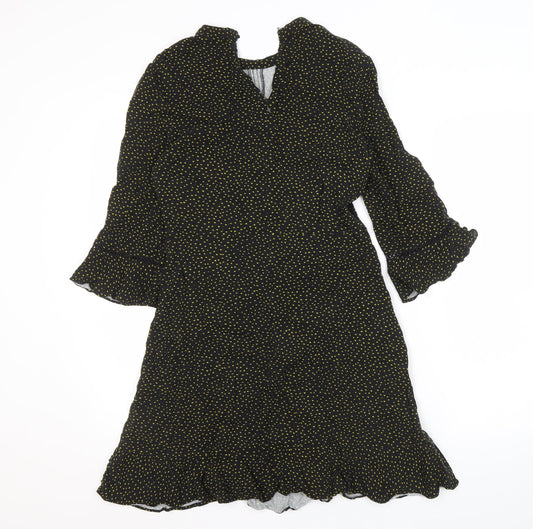 Oasis Women's Black Polka Dot Fit & Flare Dress - Size 8