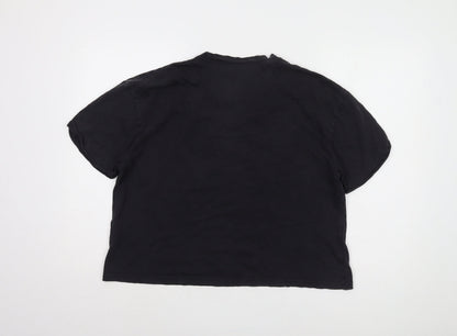 Unisex Adults UK Size M Disney Black Cropped T-Shirt