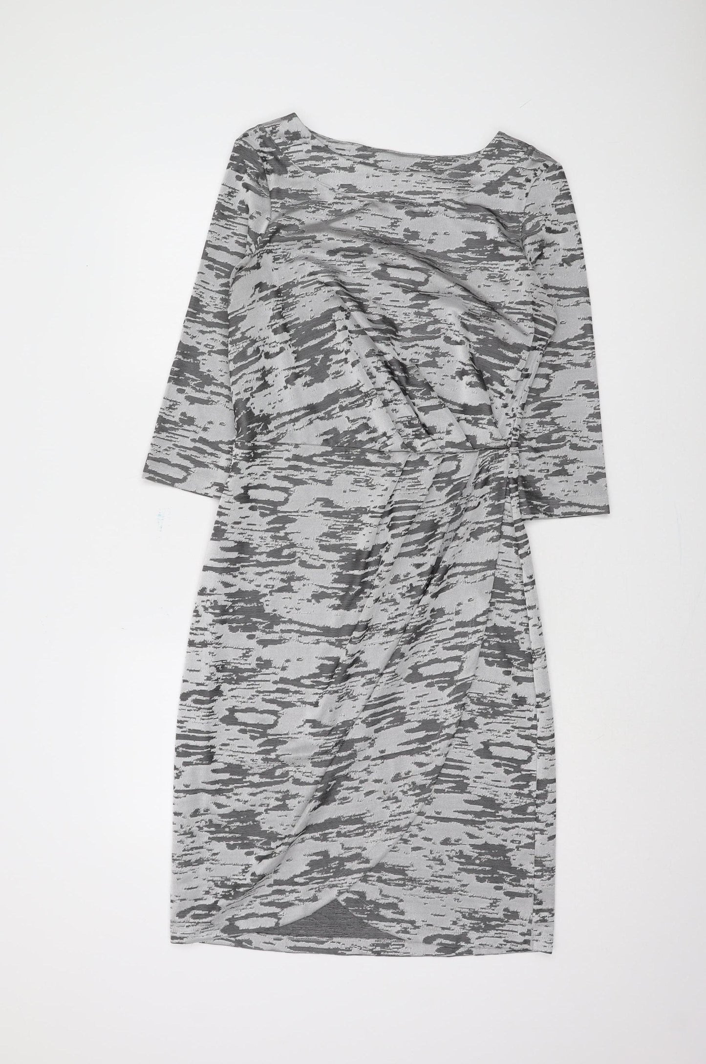 FC Jeans Women's Grey 3/4 Sleeve Sheath Dress Size 12