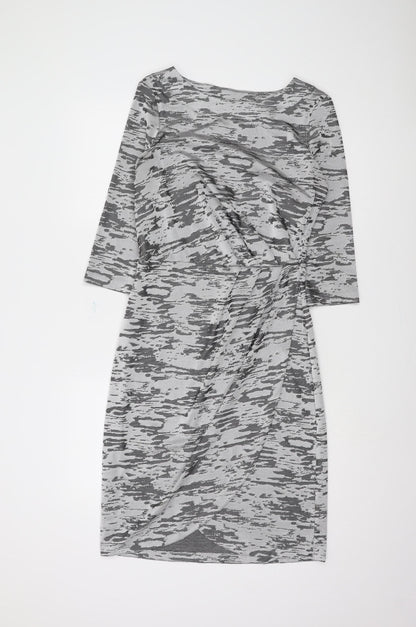 FC Jeans Women's Grey 3/4 Sleeve Sheath Dress Size 12