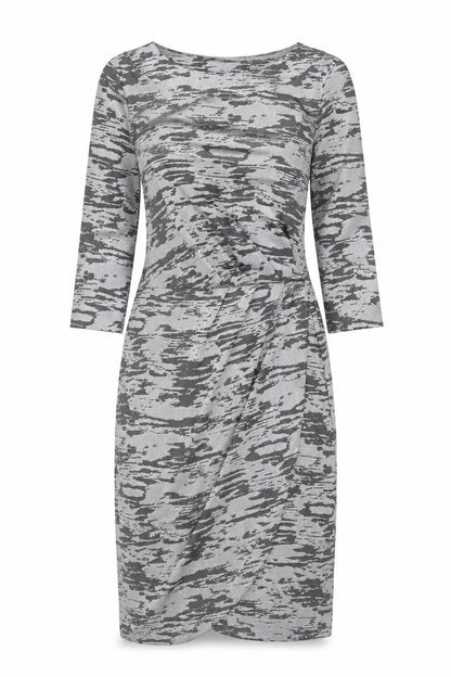 Front view of FC Jeans Women's Grey 3/4 Sleeve Sheath Dress, size 12