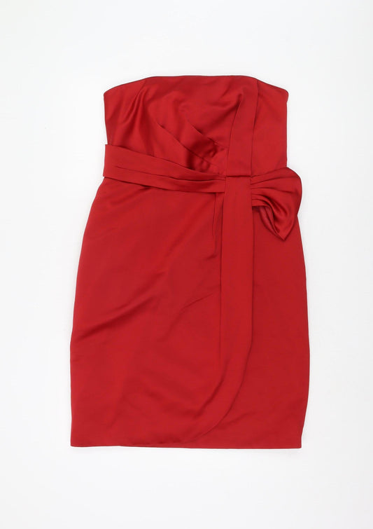 Début Women's Red Knee Length Strapless Pencil Dress