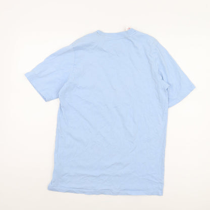 Adidas Boys Blue T-Shirt, Size 176, Logo Accent, Crew Neck