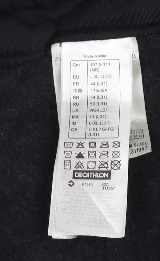 Quechua Men's Black Trousers L Size for Casual Wear