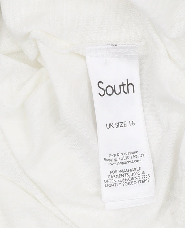 Womens UK Size 16 South White Basic T-Shirt