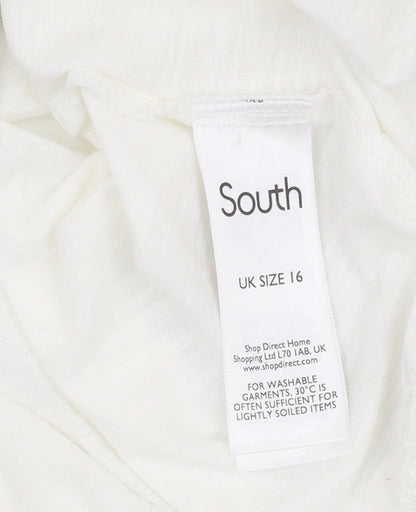 Womens UK Size 16 South White Basic T-Shirt