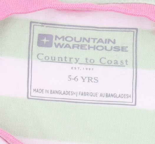 Mountain Warehouse Girls Green Striped T-Shirt 5-6 Years