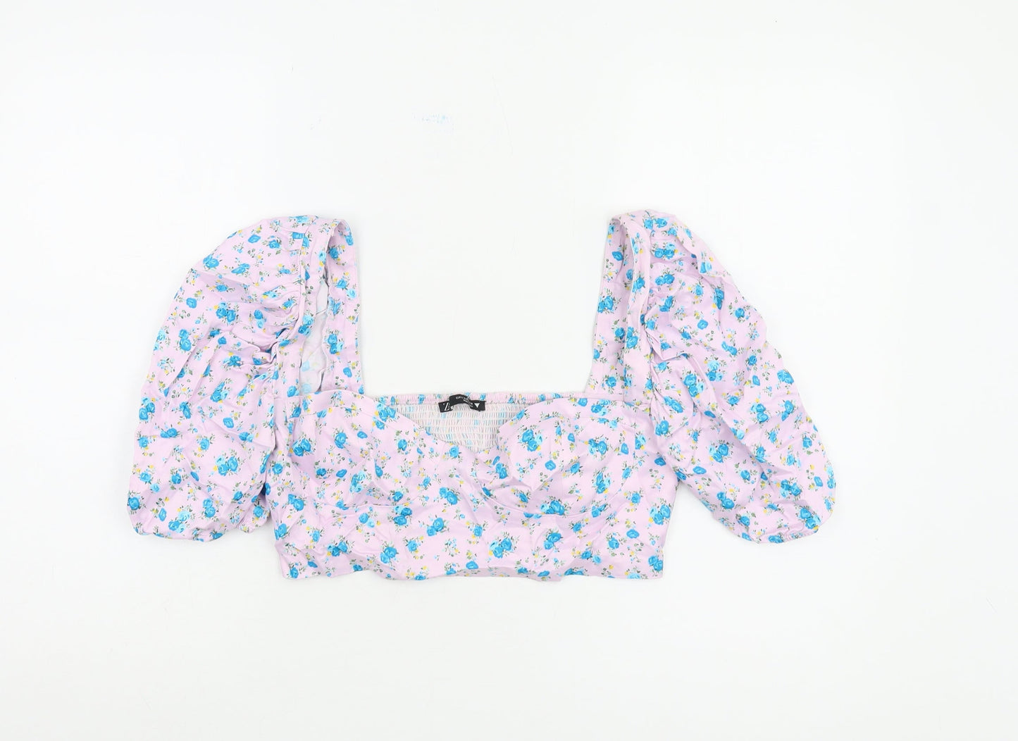 Womens UK Size 12 Zara Multicoloured Cropped Blouse