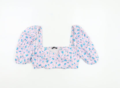 Womens UK Size 12 Zara Multicoloured Cropped Blouse