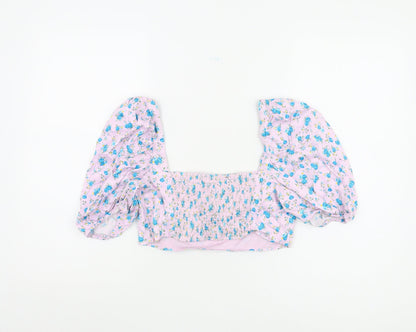 Womens UK Size 12 Zara Multicoloured Cropped Blouse