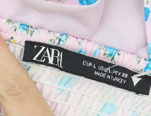 Womens UK Size 12 Zara Multicoloured Cropped Blouse
