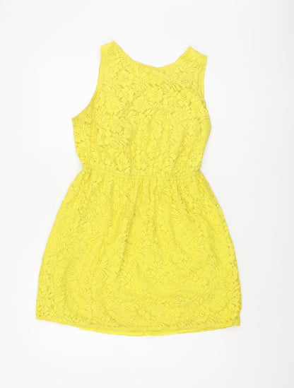 Floozie Women's Yellow A-Line Lace Dress, Size 12