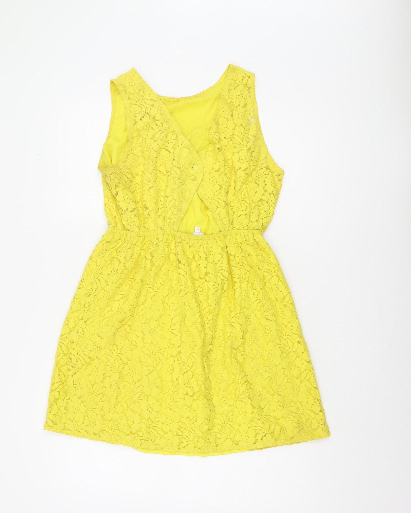 Floozie Women's Yellow A-Line Lace Dress, Size 12