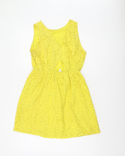 Floozie Women's Yellow A-Line Lace Dress, Size 12