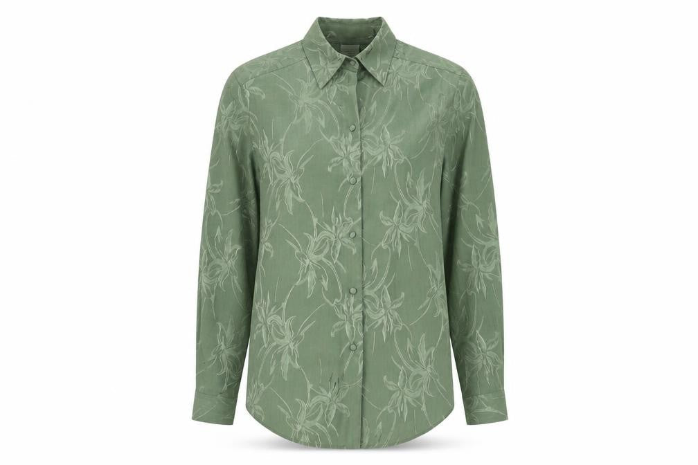Womens UK Size 10 Canda Green Basic Button-Up
