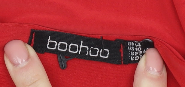 Boohoo Women's Cropped Red Blouse, Size S