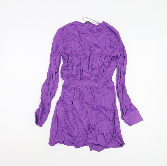 Bershka Women's Purple Wrap Long-Sleeve Top