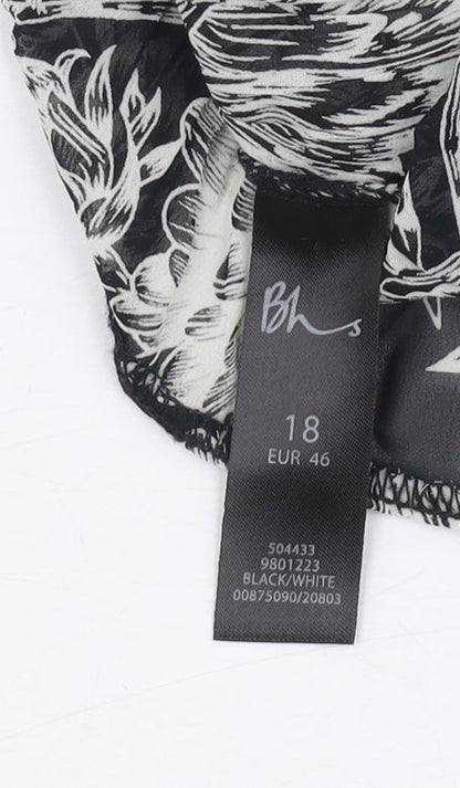 Womens UK Size 18 BHS Black Basic Blouse