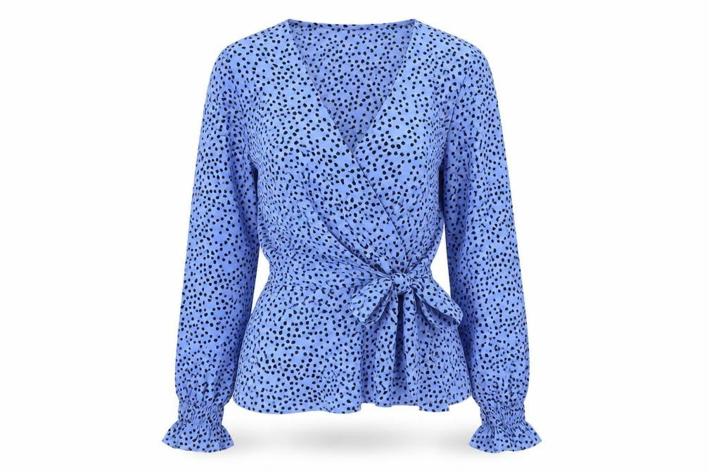 Womens UK Size 6 H&M Blue Wrap Blouse