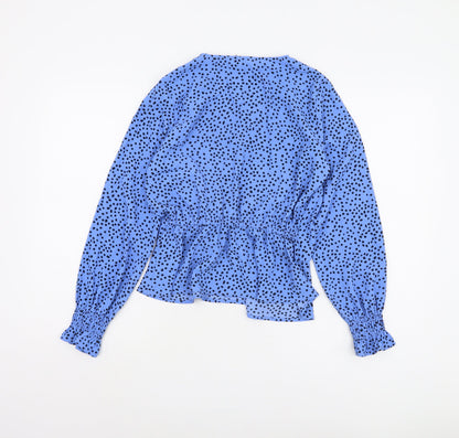 Womens UK Size 6 H&M Blue Wrap Blouse
