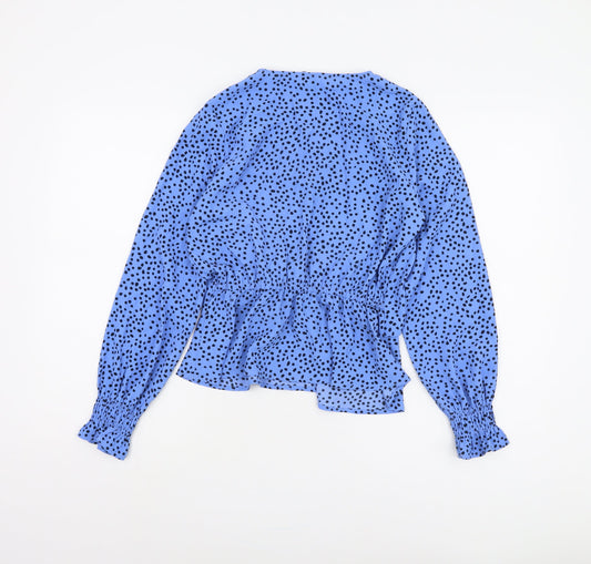 Womens UK Size 6 H&M Blue Wrap Blouse