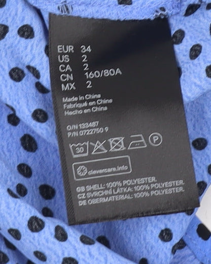 Womens UK Size 6 H&M Blue Wrap Blouse